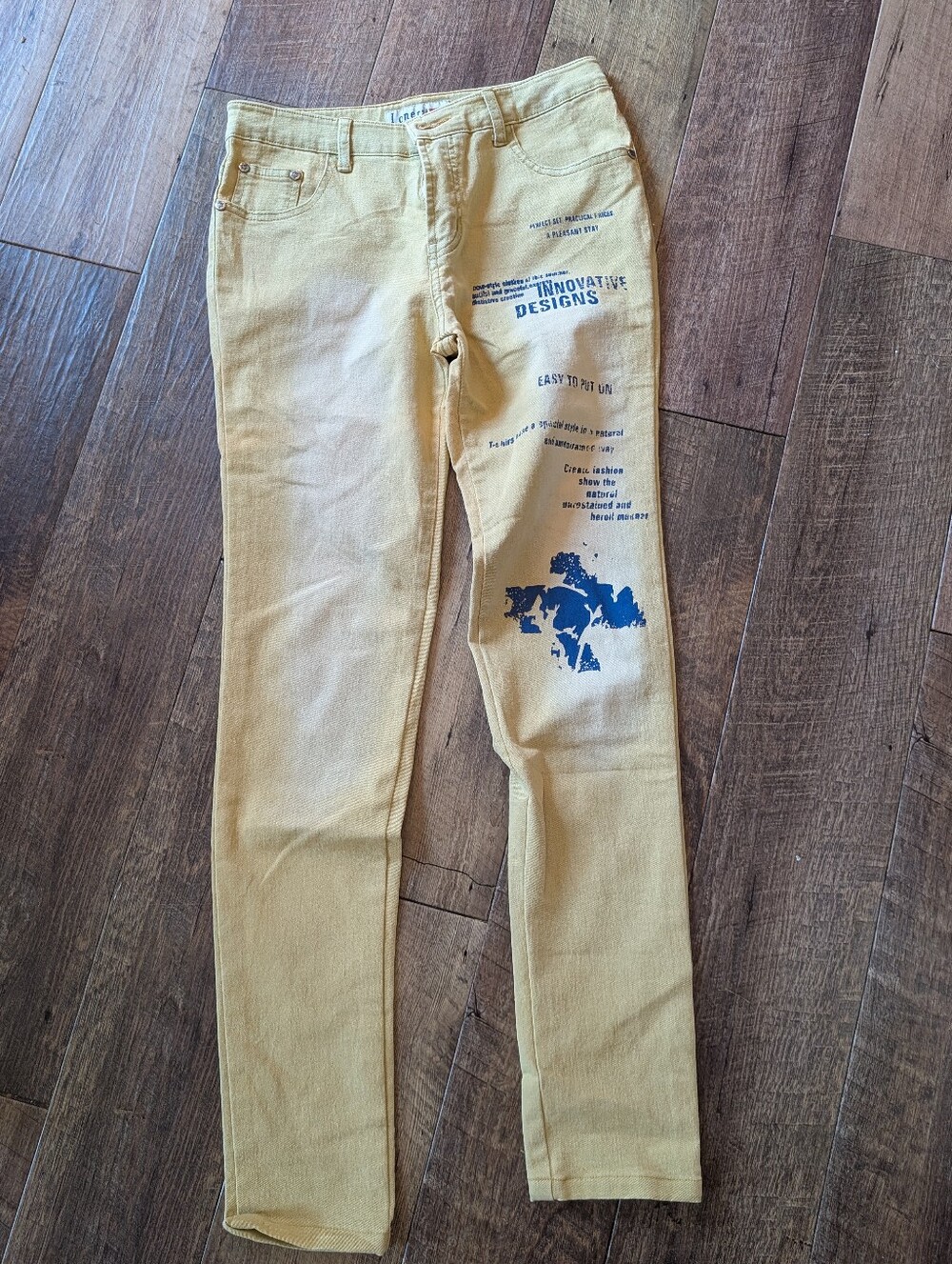 Women's I Onerst Mustard Yellow Graphic Slim Jeans Size 28